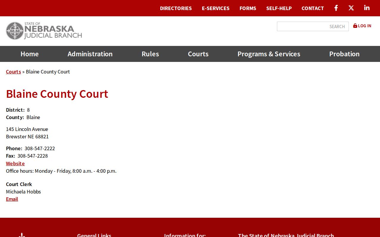 Blaine County Court warrant and case record contact source